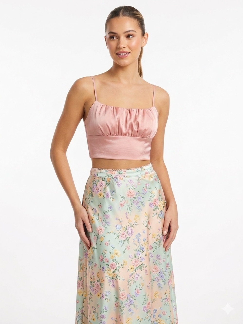 Wilfred Peach Satin Cropped Cami